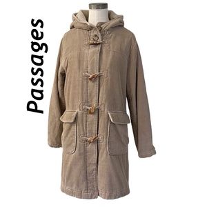 Passages tan corduroy coat Size Large